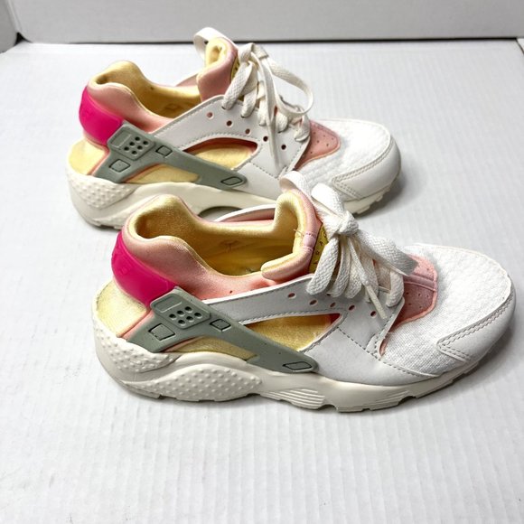 Nike Huarache Run (GS) Big Kids' Shoes Summit White-Citron Tint DR0163-100 - Picture 6 of 11